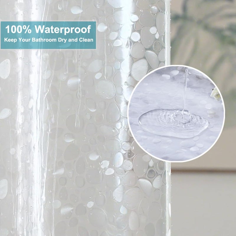 WellColor Shower Curtain Liner 75 Inches Long, 3D EVA Translucent Heavy Duty Weighted Vinyl Shower Liner with 3 Strong Magnets for Bathroom Spa Hotel, Pebble, 72x75 Inch - Image 5